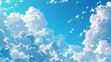 Gossamer clouds drift lazily in a sky of endless summer blue. - obrazy, fototapety, plakaty