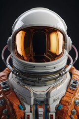 Portrait d'un astronaute futuriste isolé sur fond uni - obrazy, fototapety, plakaty
