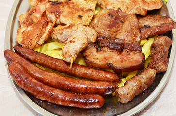 French fries, meat, baked, Bosnia, food
