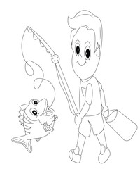 Fishing Coloring Book Page For Kids