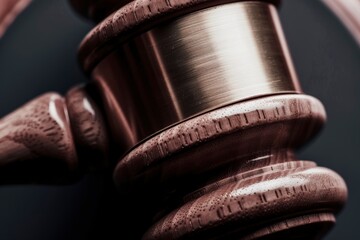 A wooden gavel with a gold band - obrazy, fototapety, plakaty