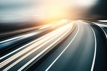 speed motion blur background. Fast traffic on a highway - obrazy, fototapety, plakaty