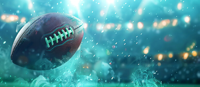American football against the nlue  background in the stadium. Sport concept.