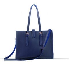 Fashion Ladies Accessories Women's Bags Dark Blue Leather Handbag.