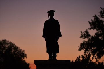 A silhouette of a proud graduate standing tall, exuding a sense of accomplishment and pride.