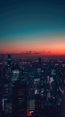 Obraz premium Night descends on the city the sky a gradient of twilight blues