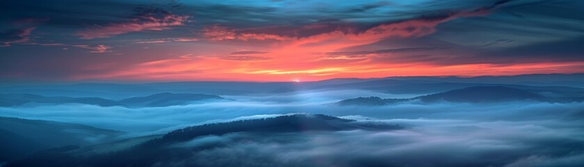 Fototapeta na wymiar Panoramic view of a colorful dawn
