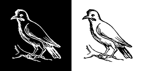 Bird icon. Black icon. Line icon. Black line. Animal. Silhouette