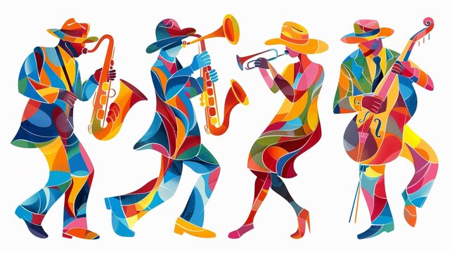 illustration New Orleans street jazz band