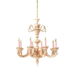 Fototapeta na wymiar A chandelier with five lit candles