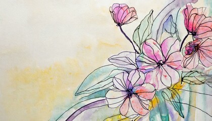 watercolor card with cute flowers