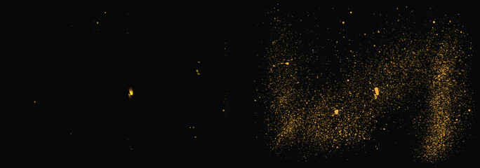 Abstract vector gold glitter confetti on a black background