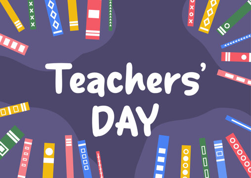 teachers day banner background with books