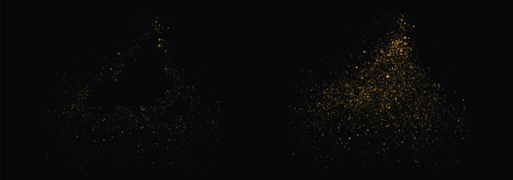 Vector gold glitter abstract confetti background on a black background