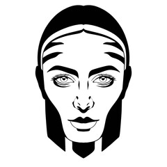 Woman face illustration, Tribal woman, neo tribal, alien woman