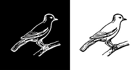 Bird icon. Black icon. Line icon. Black line. Animal. Silhouette