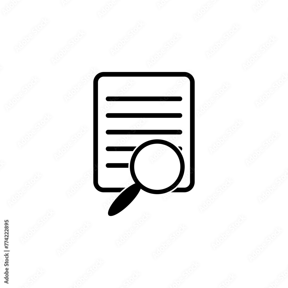 Poster document with magnifying glass flat vector icon. simple solid symbol isolated on white background