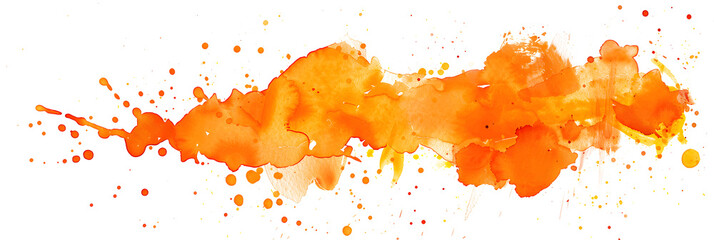 Orange watercolor splash illustration on transparent background.