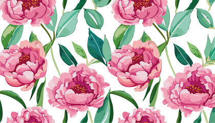 Seamless pattern with peonies flowers