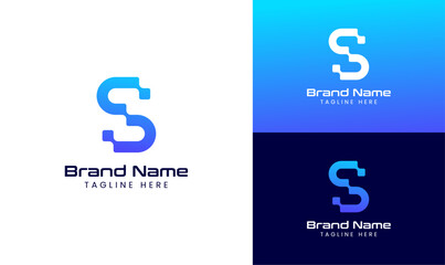 Technology letter S logo, tech logo, letter mark logo - obrazy, fototapety, plakaty