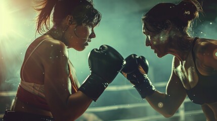 Women practicing boxing