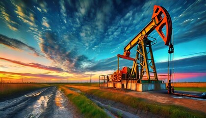 oil pump at sunset