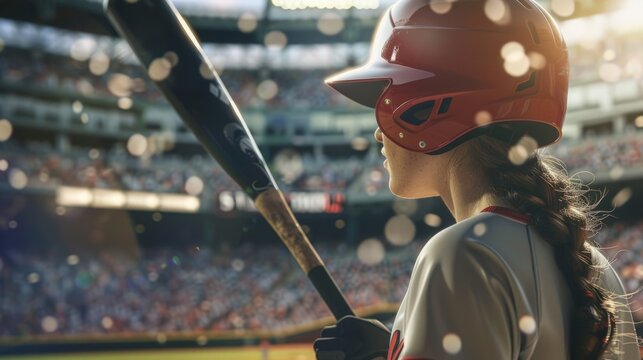 Woman playing a professional baseball game