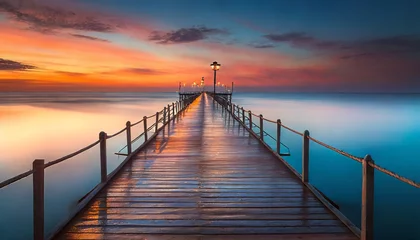 Fotobehang pier at sunset © Frantisek