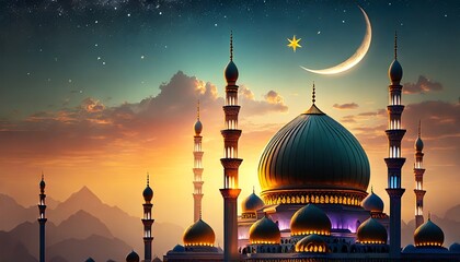 Naklejka premium mosque at night