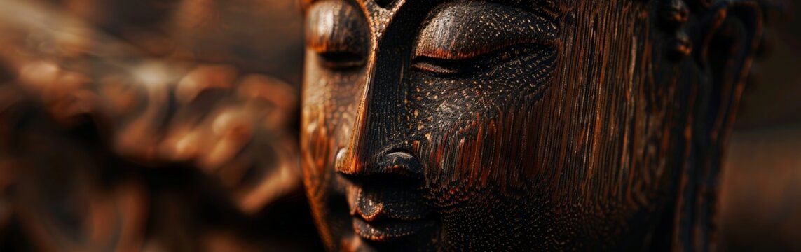 Close Up of Wooden Statue of a Person