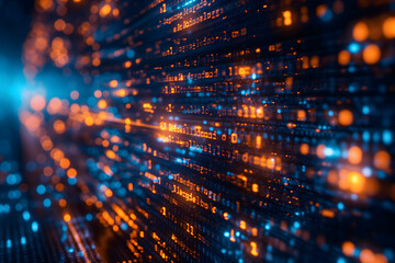 Obraz premium Cybernetic Dreamscape: A Vibrant Visualization of Digital Data Flow