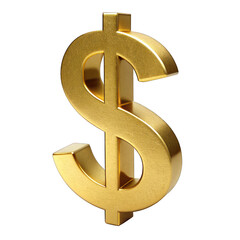 gold dollar symbol 3d isolated on transparent background. png