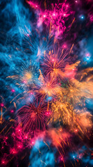 Obraz na płótnie Canvas Dazzling Fireworks Display Illuminating the Night Sky with Vivid Colors