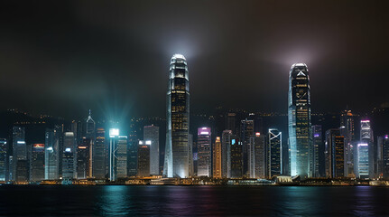 Fototapeta premium Hong Kong Harbour .Generative AI