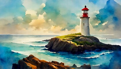 lighthouse on the coast - obrazy, fototapety, plakaty