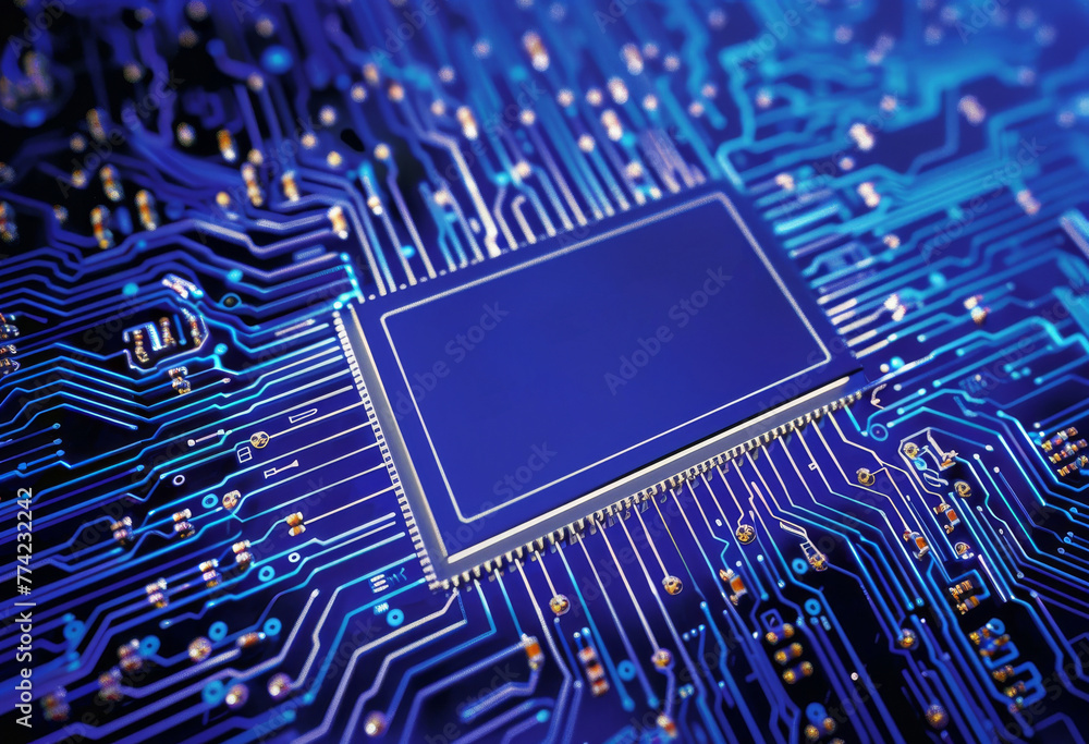 Poster Intricate 3D digital concept of a microchip showcasing connectivity and technology networks