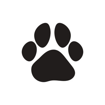cat or dog paw print flat icon. isolated on white background for animal Paw vector foot trail of cat. Dog, puppy silhouette animal diagonal tracks patterns, showcases design, apps - web. EPS file 61.