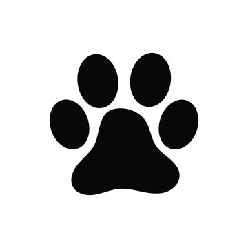 cat or dog paw print flat icon. isolated on white background for animal Paw vector foot trail of cat. Dog, puppy silhouette animal diagonal tracks patterns, showcases design, apps - web. EPS file 70.