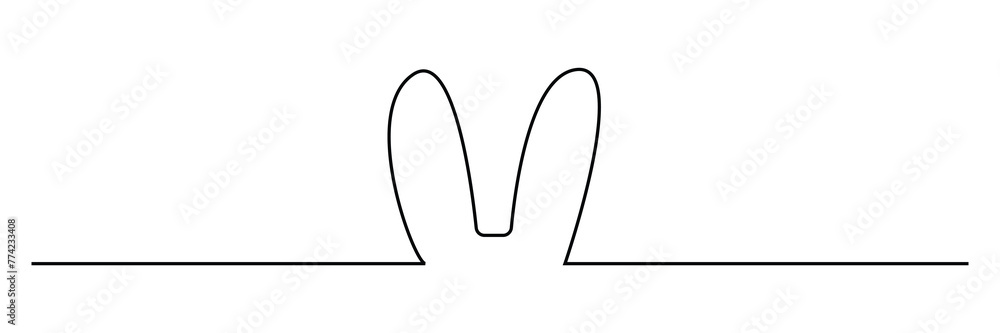 Poster easter bunny ears line art banner in scribble style hand drawn with continuous thin line, divider sh