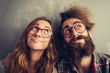 Obraz premium Playful couple making funny faces