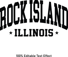 Rock Island text effect vector. Editable college t-shirt design printable text effect vector