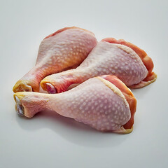 Pile of chicken legs on a white background