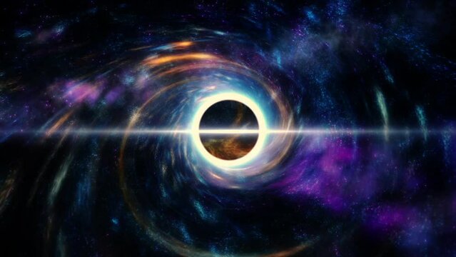 Flight to a black hole in outer space.