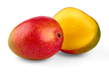 Ripe mango fruit on transparent background.
