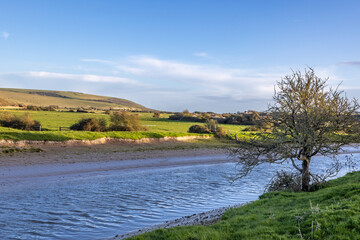 An evening view of the Cuckmere River in the South Downs