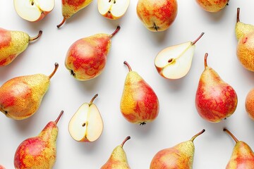 Red pears on white background