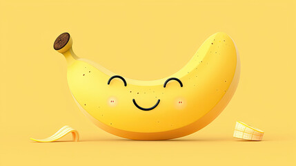 cute cartoon banana expression on yellow background National Banana Day. The third Wednesday of April. Poster, banner, card, background. Banana day logo for the international banana day in april - obrazy, fototapety, plakaty
