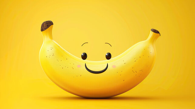 cute cartoon banana expression on yellow background National Banana Day. The third Wednesday of April. Poster, banner, card, background. Banana day logo for the international banana day in april