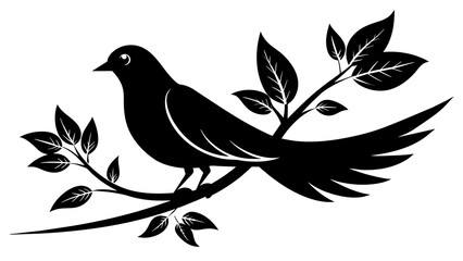 Graceful Dove Bird Silhouette on Branch