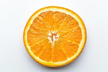 Fototapeta premium Slice of orange on white background, top view. Citrus fruit vitamins C